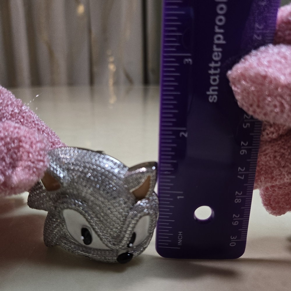 14 KT White Gold Filled 3D Sonic Headhog Iced Out Charm Pendant - Picture 3 of 4